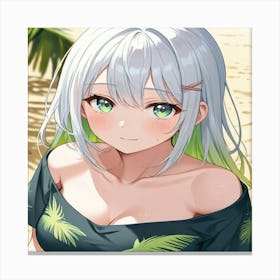 Anime Girl With Green Hair Canvas Print