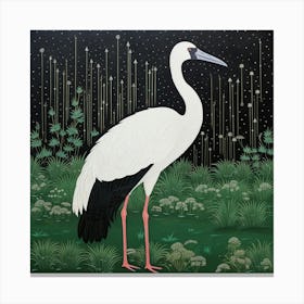 Ohara Koson Inspired Bird Painting Greater Flamingo 4 Square Canvas Print