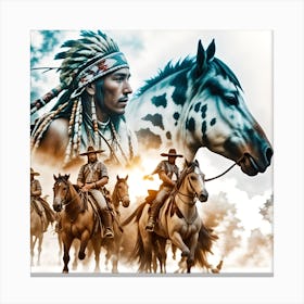 Indians On Horseback 1 Canvas Print