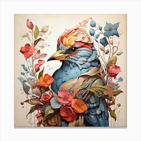 Bird With Flowers Canvas Print