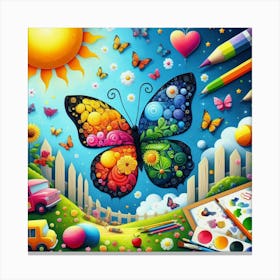 Butterfly Art Kindergarten Canvas Print