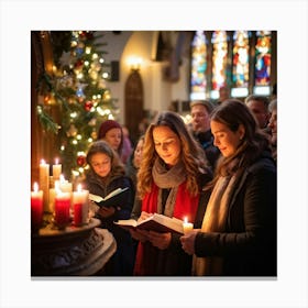 Christmas In The Church Canvas Print