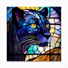 Panther, stained glass, rainbow colors Canvas Print