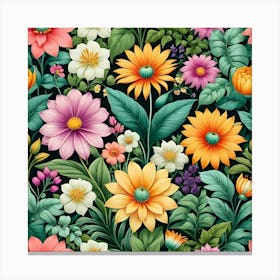 Seamless Floral Pattern 9 Canvas Print