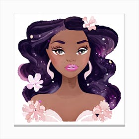 Black Girl With Flowers Canvas Print