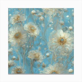 Klimts Would Love These Flowers Light Blue 9 Canvas Print