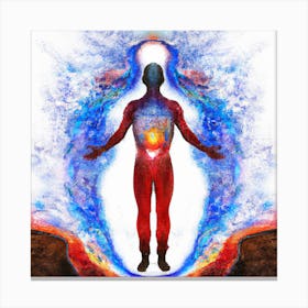 5 Elements Fire, Water, Air, Earth, Space Elements Inside A Human Painting Canvas Print
