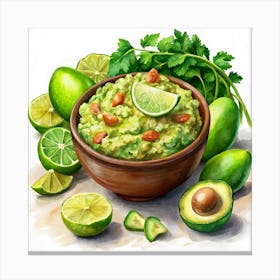 Avocado Guacamole With Lime And Parsley 1 Canvas Print