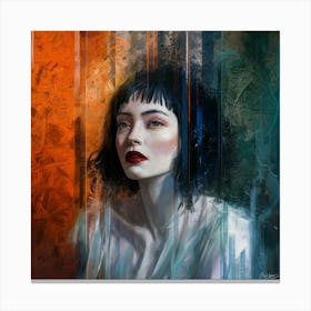 Contemplative Beauty Expressive Portrait (2) Canvas Print