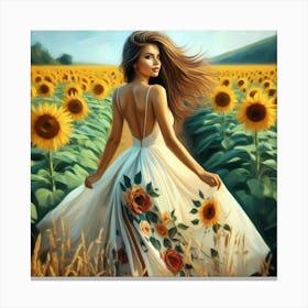 Sunflower Girl 1 Canvas Print