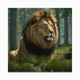 Lion In The Forest 1 Canvas Print