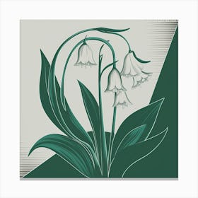 Lily of the Valley Modern-Retro White and Green Wild Flower 4 Canvas Print