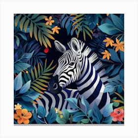 Zebra In The Jungle 7 Canvas Print