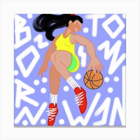 Basketball Girl Square Canvas Print