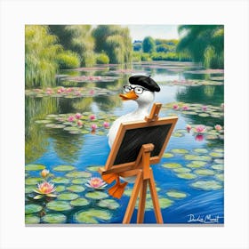 Duck On Easel Canvas Print