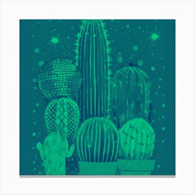 Cactus Night Cacti And Disco Ball Art Print Canvas Print