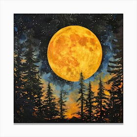 Full Moon In The Forest 3 Canvas Print