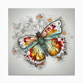 Butterfly With Flowers Canvas Print