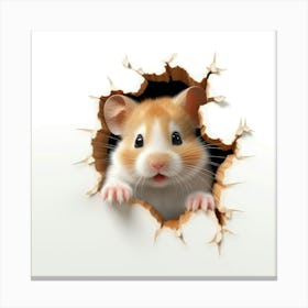 Hamster Peeking Out Of A Hole Canvas Print