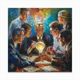 A Team Brainstorming Oil Painting Illustration 1718666037 2 Canvas Print