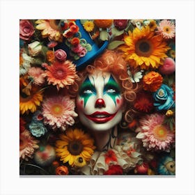 Clown In Flowers Canvas Print