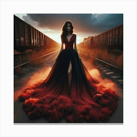 Sexy Woman In Red Dress Canvas Print