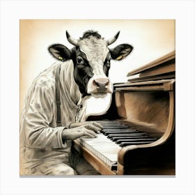 Cow Playing Piano 5 Canvas Print