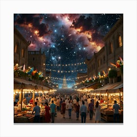 Night Market With Stars Canvas Print