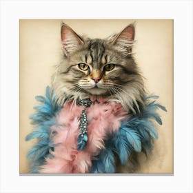 Cat With Feathers Canvas Print