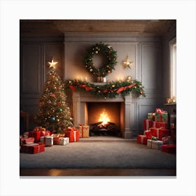 Christmas Tree In The Living Room 82 Canvas Print
