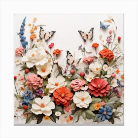 Flowers And Butterflies Canvas Print