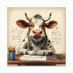 Cow At The Piano Canvas Print