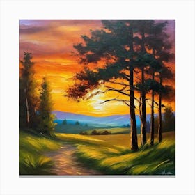 Sunset In The Forest 53 Canvas Print