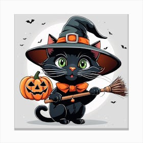 Cute Cat Halloween Pumpkin (64) Canvas Print