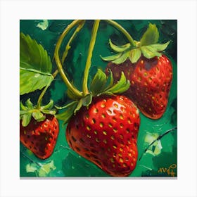 Vibrant Strawberry Still Life Original Oil Painting Canvas Print