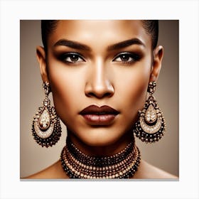 Beautiful African Woman With Jewelry Canvas Print