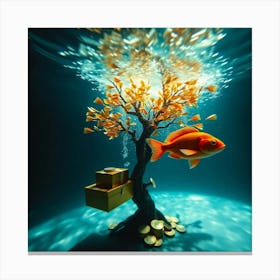 Goldfish In The Water Canvas Print