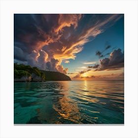 Sunset Over The Ocean 1 Canvas Print