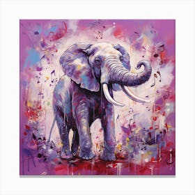 Music Notes Elephant Canvas Print