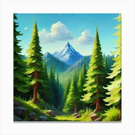 Dense forest with pine trees and marijuana 3 Canvas Print