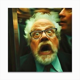 Old Man In Elevator Canvas Print