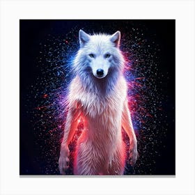 Firefly Powerful, Glowing, Full Body, Wolf, Blue Sparks, Red Sparks, Rain Decorations, Majestic, Vib (2) Canvas Print