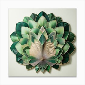 Geometric Art Green fan of palm leaves 1 Canvas Print