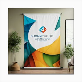 A Photo Of A Banner With A Company Logo Canvas Print