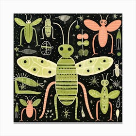 Bugs On A Black Background Canvas Print