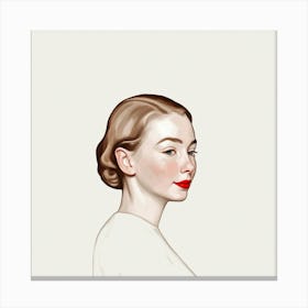 beige Portrait Frau minimalistisch Malerei Canvas Print