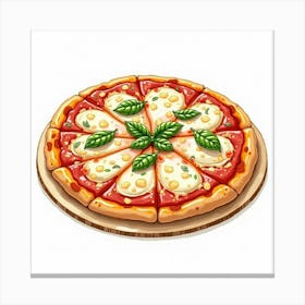 Pizza On A Wooden Board Canvas Print