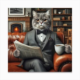 A Cat’s Life: A Realistic Art Print of a Cat Relaxing on a Sofa Canvas Print