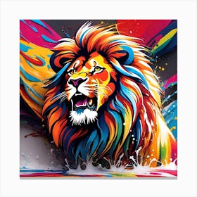 Colorful Lion Painting Canvas Print