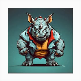 Cartoon Rhino paint art 1 Canvas Print